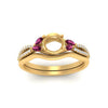 Load image into Gallery viewer, vine-split-band-semi-mount-diamond-wedding-set-with-pink-sapphire-in-yellow-gold-FDENR3211SMGSADRPIANGLE3-NL-YG.jpg
