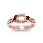Load image into Gallery viewer, vine-split-band-semi-mount-diamond-wedding-set-with-ruby-in-rose-gold-FDENR3211SMGRUDRANGLE3-NL-RG.jpg