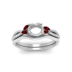 Load image into Gallery viewer, vine-split-band-semi-mount-diamond-wedding-set-with-ruby-in-white-gold-FDENR3211SMGRUDRANGLE3-NL-WG.jpg