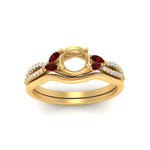 Load image into Gallery viewer, vine-split-band-semi-mount-diamond-wedding-set-with-ruby-in-yellow-gold-FDENR3211SMGRUDRANGLE3-NL-YG.jpg