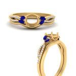 Load image into Gallery viewer, vine-split-band-semi-mount-diamond-wedding-set-with-sapphire-in-yellow-gold-FDENR3211SMGSABLANGLE3-NL-YG.jpg