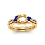 Load image into Gallery viewer, vine-split-band-semi-mount-diamond-wedding-set-with-sapphire-in-yellow-gold-FDENR3211SMGSABLANGLE3-NL-YG.jpg