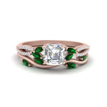 Load image into Gallery viewer, vine-willow-asscher-cut-diamond-ring-with-emerald-willow-wedding-set-in-rose-gold-FDENR3211ASGEMGRANGLE3-NL-RG
