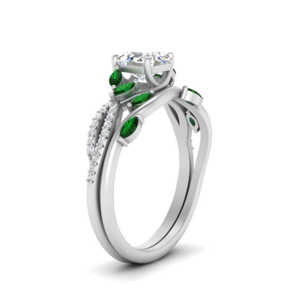 vine-willow-asscher-cut-diamond-ring-with-emerald-willow-wedding-set-in-white-gold-FDENR3211ASGEMGRANGLE3-NL-WG