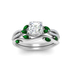Load image into Gallery viewer, vine-willow-asscher-cut-diamond-ring-with-emerald-willow-wedding-set-in-white-gold-FDENR3211ASGEMGRANGLE3-NL-WG