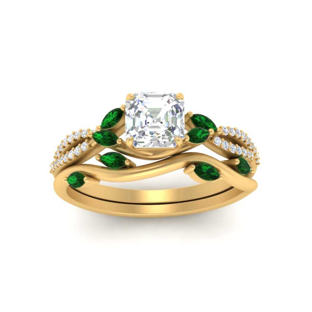 vine-willow-asscher-cut-diamond-ring-with-emerald-willow-wedding-set-in-yellow-gold-FDENR3211ASGEMGRANGLE3-NL-YG