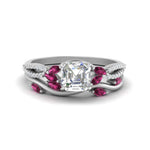 Load image into Gallery viewer, vine-willow-asscher-cut-diamond-ring-with-pink-sapphire-willow-wedding-set-in-white-gold-FDENR3211ASGSADRPIANGLE3-NL-WG
