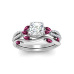 Load image into Gallery viewer, vine-willow-asscher-cut-diamond-ring-with-pink-sapphire-willow-wedding-set-in-white-gold-FDENR3211ASGSADRPIANGLE3-NL-WG