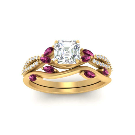 vine-willow-asscher-cut-diamond-ring-with-pink-sapphire-willow-wedding-set-in-yellow-gold-FDENR3211ASGSADRPIANGLE3-NL-YG