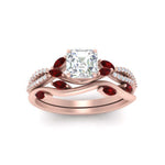 Load image into Gallery viewer, vine-willow-asscher-cut-diamond-ring-with-ruby-willow-wedding-set-in-rose-gold-FDENR3211ASGRUDRANGLE3-NL-RG
