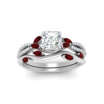 Load image into Gallery viewer, vine-willow-asscher-cut-diamond-ring-with-ruby-willow-wedding-set-in-white-gold-FDENR3211ASGRUDRANGLE3-NL-WG
