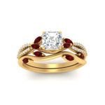 Load image into Gallery viewer, vine-willow-asscher-cut-diamond-ring-with-ruby-willow-wedding-set-in-yellow-gold-FDENR3211ASGRUDRANGLE3-NL-YG
