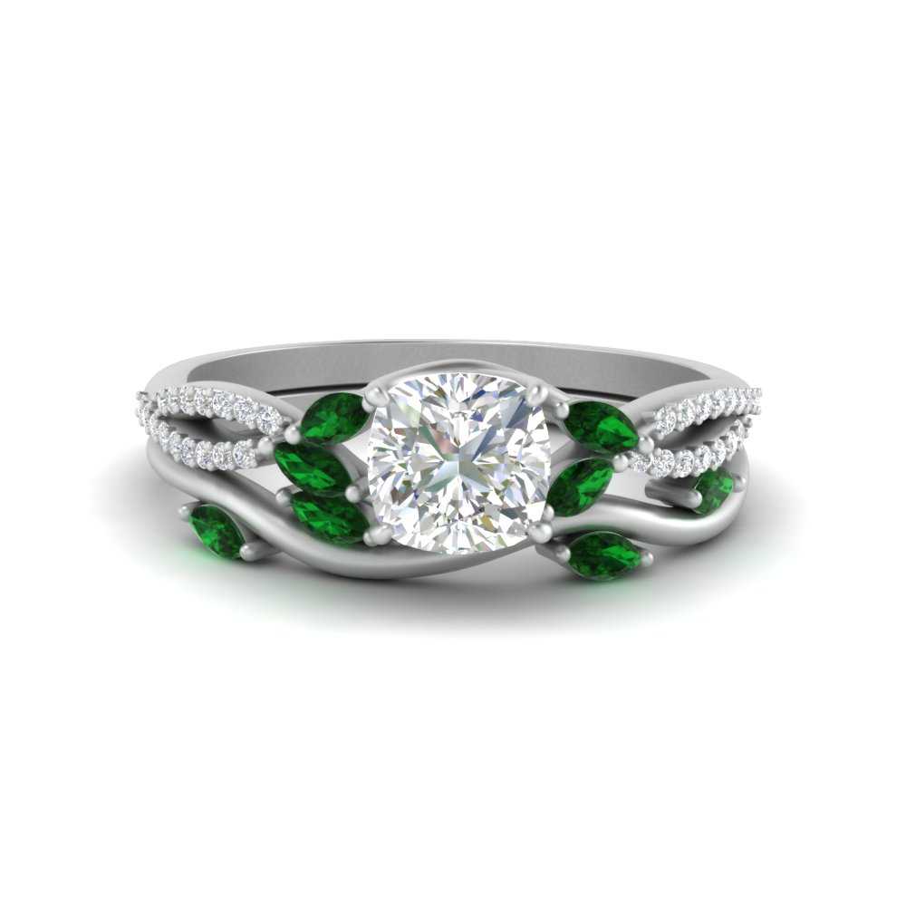 vine-willow-cushion-cut-diamond-ring-with-emerald-willow-wedding-set-in-white-gold-FDENR3211CUGEMGRANGLE3-NL-WG