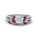 Load image into Gallery viewer, vine-willow-cushion-cut-diamond-ring-with-pink-sapphire-willow-wedding-set-in-white-gold-FDENR3211CUGSADRPIANGLE3-NL-WG
