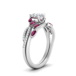 Load image into Gallery viewer, vine-willow-cushion-cut-diamond-ring-with-pink-sapphire-willow-wedding-set-in-white-gold-FDENR3211CUGSADRPIANGLE3-NL-WG
