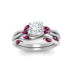 Load image into Gallery viewer, vine-willow-cushion-cut-diamond-ring-with-pink-sapphire-willow-wedding-set-in-white-gold-FDENR3211CUGSADRPIANGLE3-NL-WG