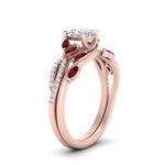 Load image into Gallery viewer, vine-willow-cushion-cut-diamond-ring-with-ruby-willow-wedding-set-in-rose-gold-FDENR3211CUGRUDRANGLE3-NL-RG

