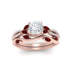 Load image into Gallery viewer, vine-willow-cushion-cut-diamond-ring-with-ruby-willow-wedding-set-in-rose-gold-FDENR3211CUGRUDRANGLE3-NL-RG
