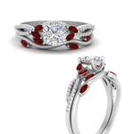 Load image into Gallery viewer, vine-willow-cushion-cut-diamond-ring-with-ruby-willow-wedding-set-in-white-gold-FDENR3211CUGRUDRANGLE3-NL-WG