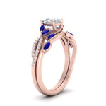 Load image into Gallery viewer, vine-willow-cushion-cut-diamond-ring-with-sapphire-willow-wedding-set-in-rose-gold-FDENR3211CUGSABLANGLE3-NL-RG
