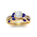 Load image into Gallery viewer, vine-willow-cushion-cut-diamond-ring-with-sapphire-willow-wedding-set-in-yellow-gold-FDENR3211CUGSABLANGLE3-NL-YG
