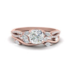 Load image into Gallery viewer, vine-willow-cushion-cut-diamond-ring-with-willow-wedding-set-in-rose-gold-FDENR3211CUANGLE3-NL-RG