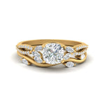 Load image into Gallery viewer, vine-willow-cushion-cut-diamond-ring-with-willow-wedding-set-in-yellow-gold-FDENR3211CUANGLE3-NL-YG
