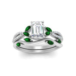 Load image into Gallery viewer, vine-willow-emerald-cut-diamond-ring-with-emerald-willow-wedding-set-in-white-gold-FDENR3211EMGEMGRANGLE3-NL-WG