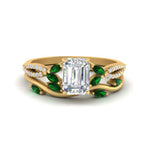 Load image into Gallery viewer, vine-willow-emerald-cut-diamond-ring-with-emerald-willow-wedding-set-in-yellow-gold-FDENR3211EMGEMGRANGLE3-NL-YG
