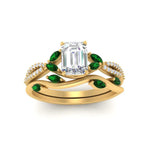 Load image into Gallery viewer, vine-willow-emerald-cut-diamond-ring-with-emerald-willow-wedding-set-in-yellow-gold-FDENR3211EMGEMGRANGLE3-NL-YG
