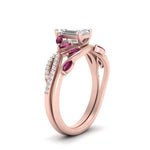 Load image into Gallery viewer, vine-willow-emerald-cut-diamond-ring-with-pink-sapphire-willow-wedding-set-in-rose-gold-FDENR3211EMGSADRPIANGLE3-NL-RG
