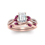 Load image into Gallery viewer, vine-willow-emerald-cut-diamond-ring-with-pink-sapphire-willow-wedding-set-in-rose-gold-FDENR3211EMGSADRPIANGLE3-NL-RG