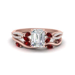 Load image into Gallery viewer, vine-willow-emerald-cut-diamond-ring-with-ruby-willow-wedding-set-in-rose-gold-FDENR3211EMGRUDRANGLE3-NL-RG
