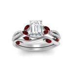 Load image into Gallery viewer, vine-willow-emerald-cut-diamond-ring-with-ruby-willow-wedding-set-in-white-gold-FDENR3211EMGRUDRANGLE3-NL-WG