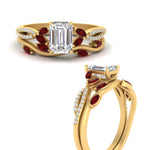 Load image into Gallery viewer, vine-willow-emerald-cut-diamond-ring-with-ruby-willow-wedding-set-in-yellow-gold-FDENR3211EMGRUDRANGLE3-NL-YG
