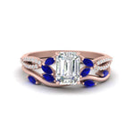 Load image into Gallery viewer, vine-willow-emerald-cut-diamond-ring-with-sapphire-willow-wedding-set-in-rose-gold-FDENR3211EMGSABLANGLE3-NL-RG
