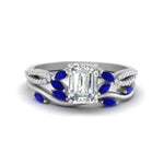 Load image into Gallery viewer, vine-willow-emerald-cut-diamond-ring-with-sapphire-willow-wedding-set-in-white-gold-FDENR3211EMGSABLANGLE3-NL-WG