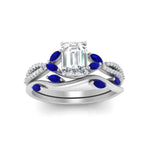 Load image into Gallery viewer, vine-willow-emerald-cut-diamond-ring-with-sapphire-willow-wedding-set-in-white-gold-FDENR3211EMGSABLANGLE3-NL-WG