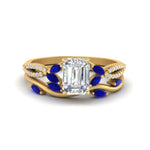 Load image into Gallery viewer, vine-willow-emerald-cut-diamond-ring-with-sapphire-willow-wedding-set-in-yellow-gold-FDENR3211EMGSABLANGLE3-NL-YG