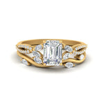 Load image into Gallery viewer, vine-willow-emerald-cut-diamond-ring-with-willow-wedding-set-in-yellow-gold-FDENR3211EMANGLE3-NL-YG
