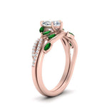 Load image into Gallery viewer, vine-willow-heart-shaped-diamond-ring-with-emerald-willow-wedding-set-in-rose-gold-FDENR3211HTGEMGRANGLE3-NL-RG
