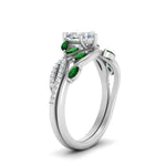 Load image into Gallery viewer, vine-willow-heart-shaped-diamond-ring-with-emerald-willow-wedding-set-in-white-gold-FDENR3211HTGEMGRANGLE3-NL-WG
