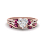 Load image into Gallery viewer, vine-willow-heart-shaped-diamond-ring-with-pink-sapphire-willow-wedding-set-in-rose-gold-FDENR3211HTGSADRPIANGLE3-NL-RG
