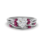 Load image into Gallery viewer, vine-willow-heart-shaped-diamond-ring-with-pink-sapphire-willow-wedding-set-in-white-gold-FDENR3211HTGSADRPIANGLE3-NL-WG
