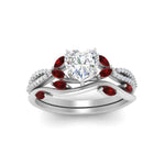 Load image into Gallery viewer, vine-willow-heart-shaped-diamond-ring-with-ruby-willow-wedding-set-in-white-gold-FDENR3211HTGRUDRANGLE3-NL-WG
