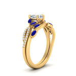 Load image into Gallery viewer, vine-willow-heart-shaped-diamond-ring-with-sapphire-willow-wedding-set-in-yellow-gold-FDENR3211HTGSABLANGLE3-NL-YG
