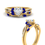 Load image into Gallery viewer, vine-willow-heart-shaped-diamond-ring-with-sapphire-willow-wedding-set-in-yellow-gold-FDENR3211HTGSABLANGLE3-NL-YG
