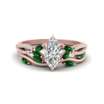 Load image into Gallery viewer, vine-willow-marquise-cut-diamond-ring-with-emerald-willow-wedding-set-in-rose-gold-FDENR3211MQGEMGRANGLE3-NL-RG
