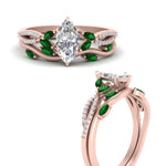 Load image into Gallery viewer, vine-willow-marquise-cut-diamond-ring-with-emerald-willow-wedding-set-in-rose-gold-FDENR3211MQGEMGRANGLE3-NL-RG
