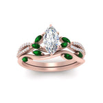 Load image into Gallery viewer, vine-willow-marquise-cut-diamond-ring-with-emerald-willow-wedding-set-in-rose-gold-FDENR3211MQGEMGRANGLE3-NL-RG